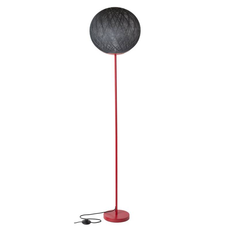 Lampada da terra rosso e "Art deco" globo nero - lampada da terra - La Case de Cousin Paul