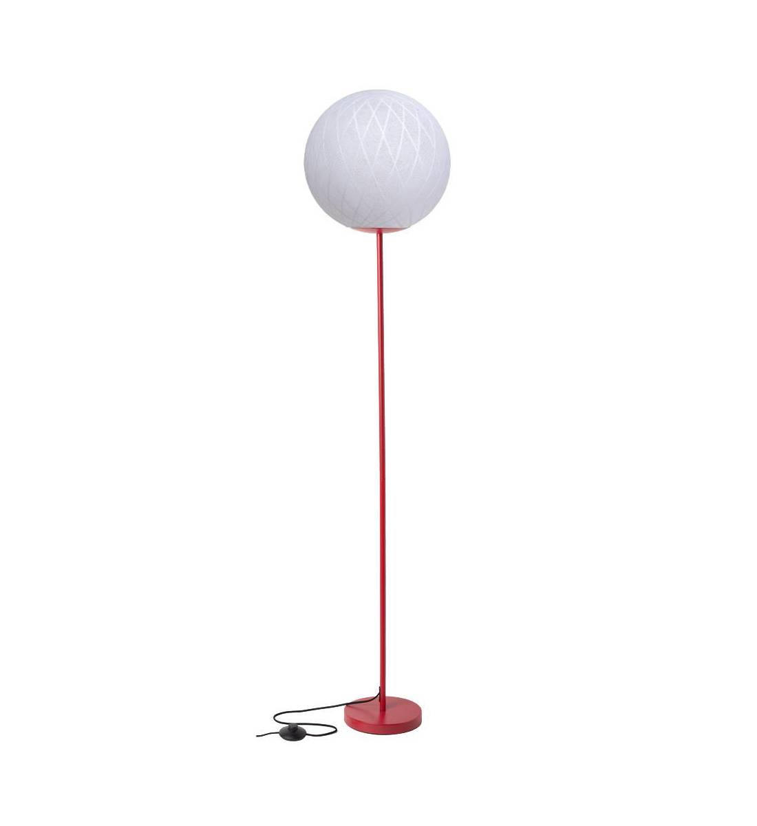 Lampada da terra rosso e "Art deco" globo bianco - lampada da terra - La Case de Cousin Paul