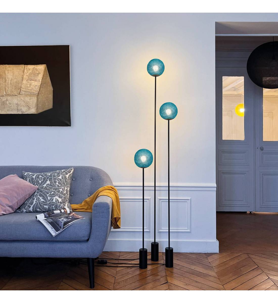 Lampadaire design Granpapa 145 - Bleu paon - lampada da terra - La Case de Cousin Paul