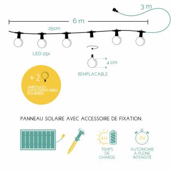 Transparent Circus Guinguette solar string light - 6m - Guirlandes Guinguettes Solaires - La Case de Cousin Paul