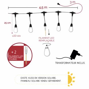 Transparent Marius Guinguette string light - 4,5m - Guinguette string lights - La Case de Cousin Paul