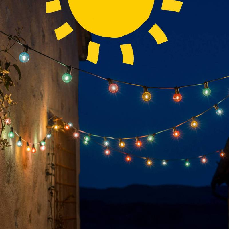 Multicolored Circus Guinguette solar string light - 6m - Guirlandes Guinguettes Solaires - La Case de Cousin Paul