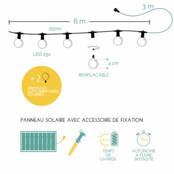 Transparente guirnalda solar Circus Guinguette - 6m - Guirlandes Guinguettes Solaires - La Case de Cousin Paul