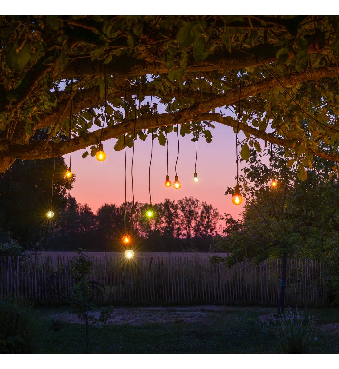 Multicolored Luciole Guinguette string light - 15m - Guinguette string lights - La Case de Cousin Paul