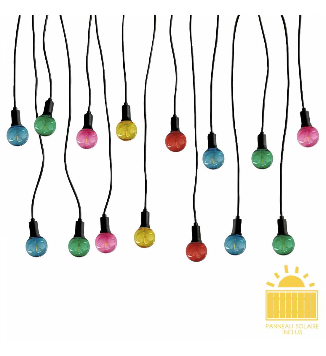 Multicolored Luciole Guinguette solar string light - 15m - Guirlandes Guinguettes Solaires - La Case de Cousin Paul