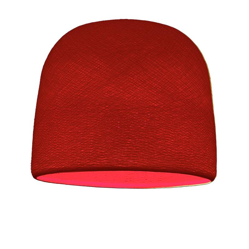 Ancien abat-jour cloche carré tissu rouge 13 de haut x 13 1